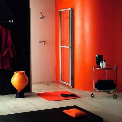 1.53 Schiebe-Falttür variabel 65-106 cm für Duschnischen BA64635 Diese Duschnischenabtrennung ist besonders für einen barrierefreien Duschbereich geeignet, weil sich die Tür sowohl zusammenschieben