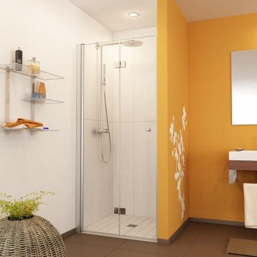 1.70 Drehfalttür für Nischen nach Maß bis 140 cm Breite BA49840 Für jedes Badezimmer mit etwas weniger Platz bietet sich eine Drehfalttür an.