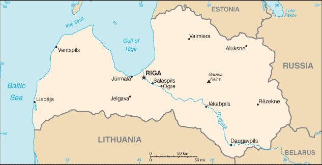 Kartenskizze von Lettland mit