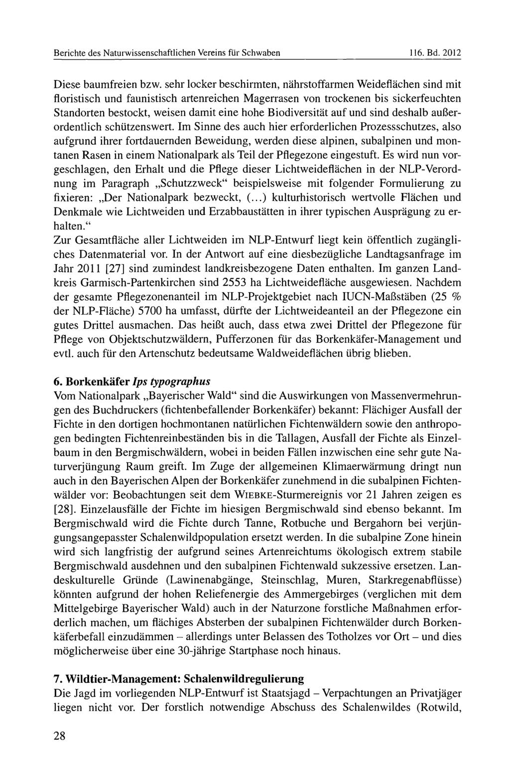 Berichte des Naturwissenschaftlichen Vereins für Schwaben 116. Bd. 2012 Diese baumfreien bzw.
