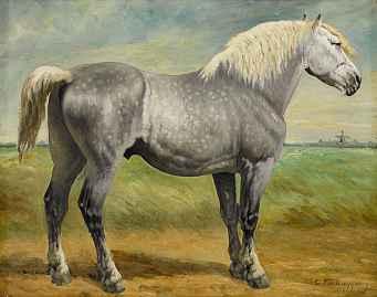 1231 1231* CHARLES-PHILOGENE TSCHAGGENY Brüssel 1825-1894 St-Josse-ten-Node Pferdeporträt eines Boulonnais