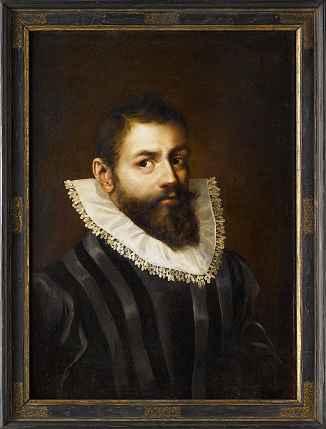 1004 1004* HANS VONAACHEN Köln 1552-1615 Prag Porträt eines dunkelhaarigen, jüngeren Mannes mit weissem Spitzenkragen Ölauf Lwd., 75 x55cm CHF 30 000/40 000. EUR 18 750/25 000.