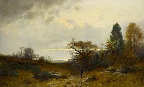 1317 1317 ELISEE JULES GUSTAVECASTAN Genf 1823-1892 Crozant Herbstliche Landschaft mit Jäger Unten