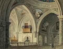 1443 1442 1444 1444* FRANCESCO GONIN Turin 1808-1889 Giaveno Intérieur der Abtei-Kirche Hautecombe Unten rechts signiertund datiert 1832. Verso betitelt Eglise d Hautecombe Savoie.