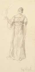 1454* EUGEN KLIMSCH Frankfurt1839-1896 Frankfurt Skizze zu stehender Frauenfigur Unten rechts in Bleistift signiert Eug.