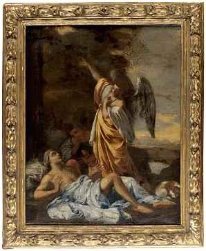 1049 ITALIENISCHE SCHULE UM 1600 Heilung durch einen Engel Öl auf Lwd.