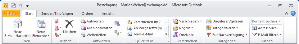 Outlook kennenlernen 1 1.3 Befehle aufrufen Das Menüband nutzen Das Menüband bietet Ihnen Zugriff auf sämtliche Befehle von Outlook, die Sie über die dortigen Elemente (z. B. über Symbole) aufrufen können.
