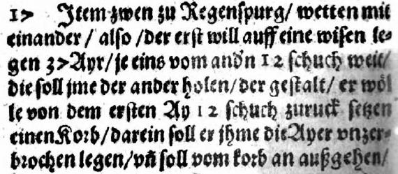 1.2 Johann Kandler: Prüfeninger Eierwette Arithmetica 1578, Xiii -iv 37 Gänge 1.