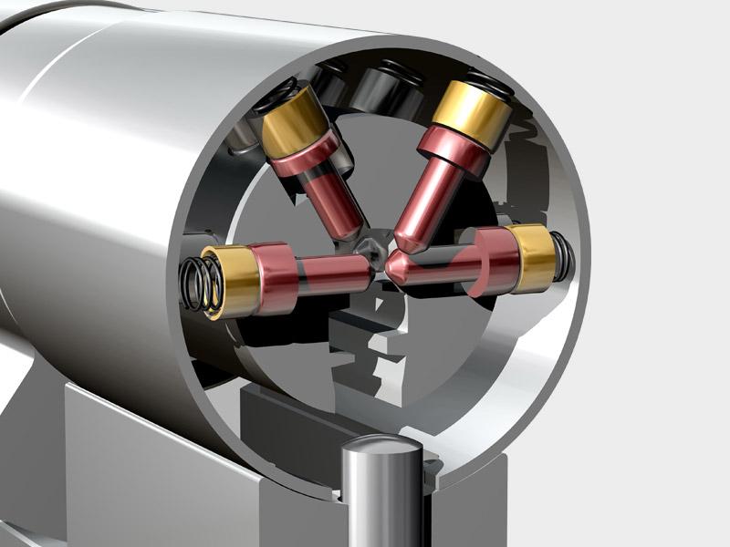 mehrfach abgestuften Kalottenbohrungen, serienmäßiger Bohr- und Ziehschutz und die spezielle konvexe Form des Schlüssels für die hohe Sicherheit des X-tra Wendeschlüsselsystems.