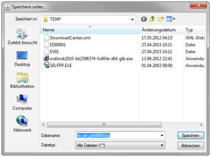myjack zeigt den normalen Speicherdialog für Dateien an, um die Datei auf der Festplatte zu speichern. Papierkorb Entfernt die Datei aus der Inbox.