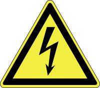 Funktion geprüft werden: FI-Schalter (RCD), Not-Aus-Schalter Warnschild aufstellen gefährliche Spannung