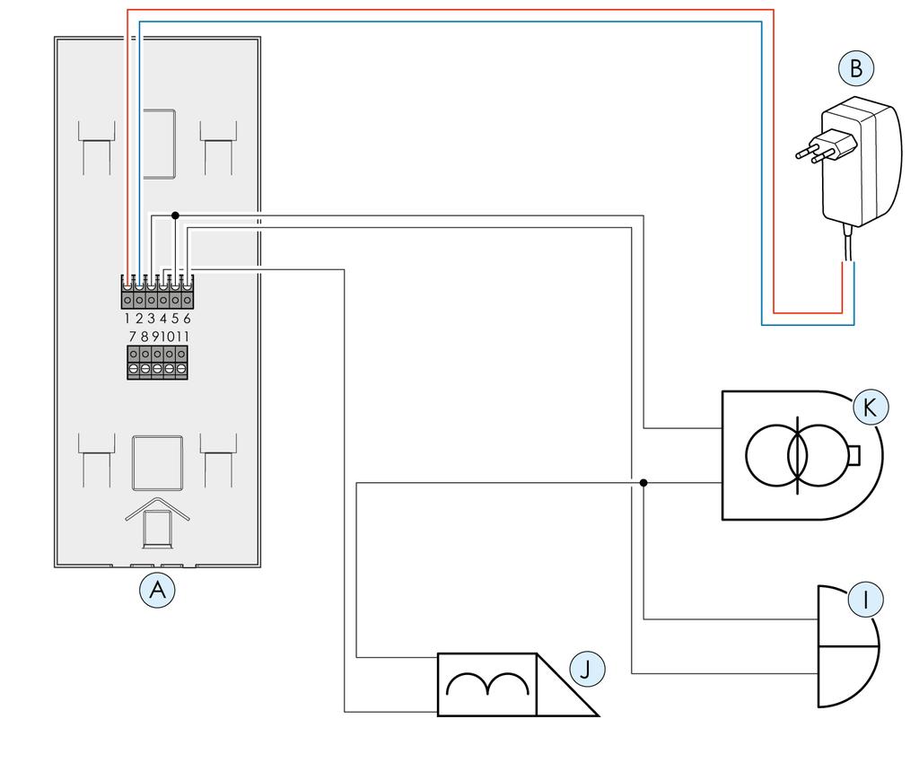 Montage und Anschluss 4 4.6.5 Anschlussbeispiel für einen Türöffner und eine Türklingel Pos.