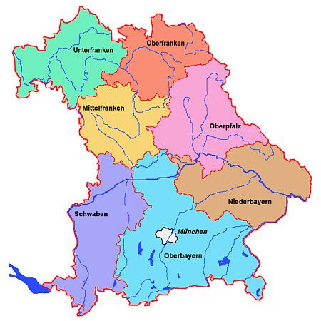 Übersicht 2: Regierungsbezirke im Bundesland Bayern Quelle: http://de.wikipedia.org/wiki/bild:bayern-regierungsbezirke.