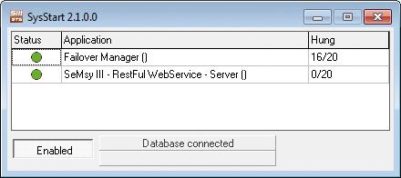 6 SysStart Wenn ein SeMSy III Failover Server nicht als Windows-Dienst eingerichtet wurde, sorgt die Anwendung SysStart für den automatischen Server-Start und überwacht den Server- Betrieb.