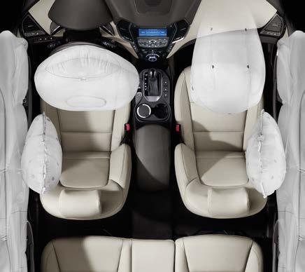 Mit ESC 7 Airbags Im Innenraum des Grand Santa Fe erwartet Sie ein hohes Maß an Sicherheit.