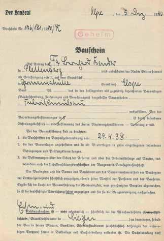 Bauschein des Kreises Olpe vom 5. Dezember 1940 (Stadtarchiv Lennestadt, Bestand A, Sig.4029) öfen.