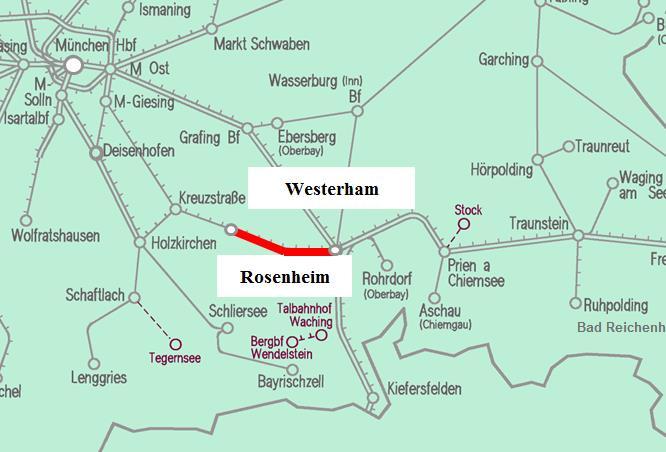 NBM 18 GA Rosenheim - Westerham Lage im Netz Die wichtigsten Bauarbeiten Gleisauswechslung km 18,400 20,400 und km 33,359 36,372 (ca.