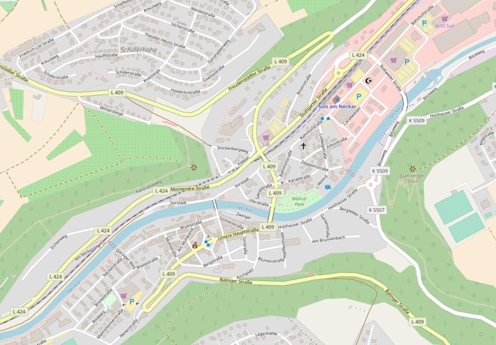 Auswirkungsanalyse Erweiterung Sonderpostenmarkt Sulz a.n. Karte 5: Wettbewerbssituation außerhalb der Innenstadt von Sulz a.