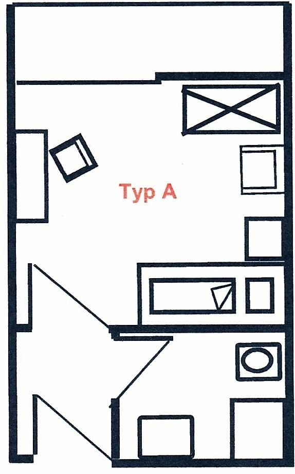 Die Preise variieren je nach der Wahl des von Ihnen gewählten Zimmertyps. Die Zimmer können auf Wunsch mit eigenen Möbel ausgestattet werden. Typs A sind ca.
