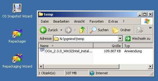 Bedingung ist allerdings, dass das AdminStudio auf dem Host installiert ist! Kopieren Sie das zu installierende Programm, in diesem Fall OpenOffice 2.