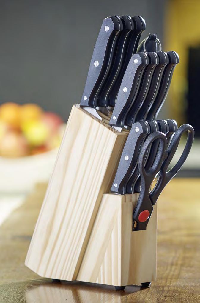 ECHTWERK KÜCHENMESSER SET BASIC Messerblock Set 14tlg Messer aus hochwertigem Klingenstahl Griffe 3-Fach genietet