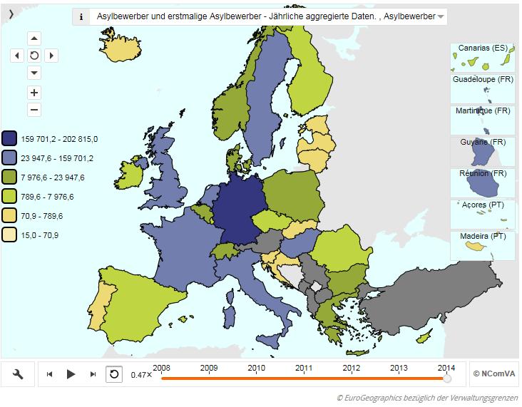 Asylanträge in Europa (Stand 2014) Quelle: http://ec.europa.