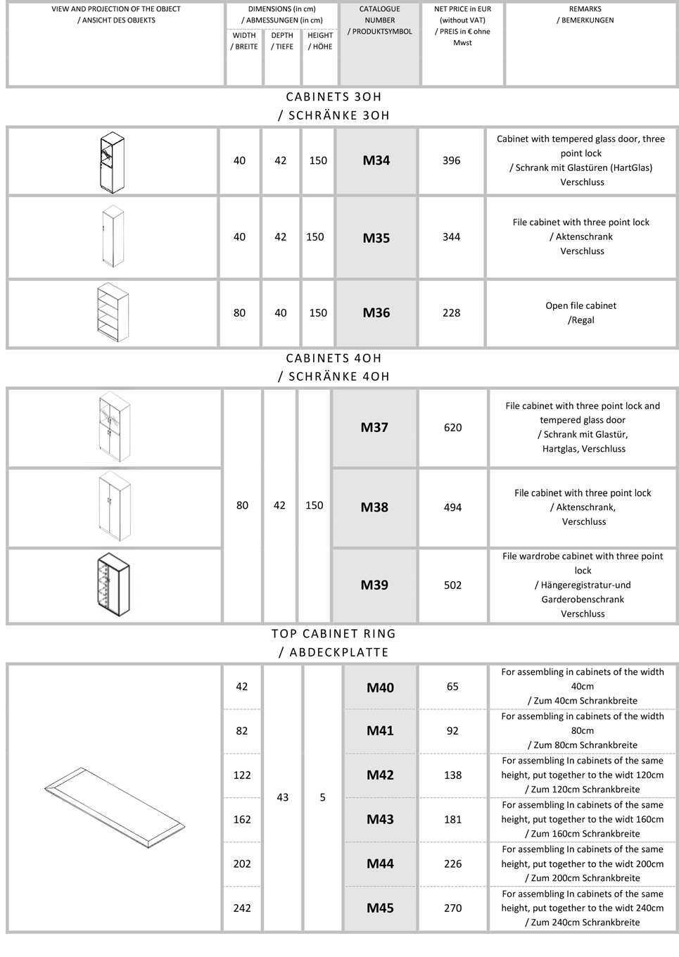 PRICES / PREISE PRICES / PREISE VIEW AND PROJECTION OF THE OBJECT / ANSICHT DES OBJEKTS DIMENSIONS (in cm) / ABMESSUNGEN (in cm) WIDTH /BREITE DEPTH / TIEFE HEIGHT / HÖHE CATALOGUE NUMBER /