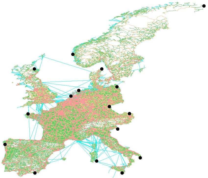 Experimente input: Straßennetzwerk von Westeuropa 18 mio. Knoten 42 mio.