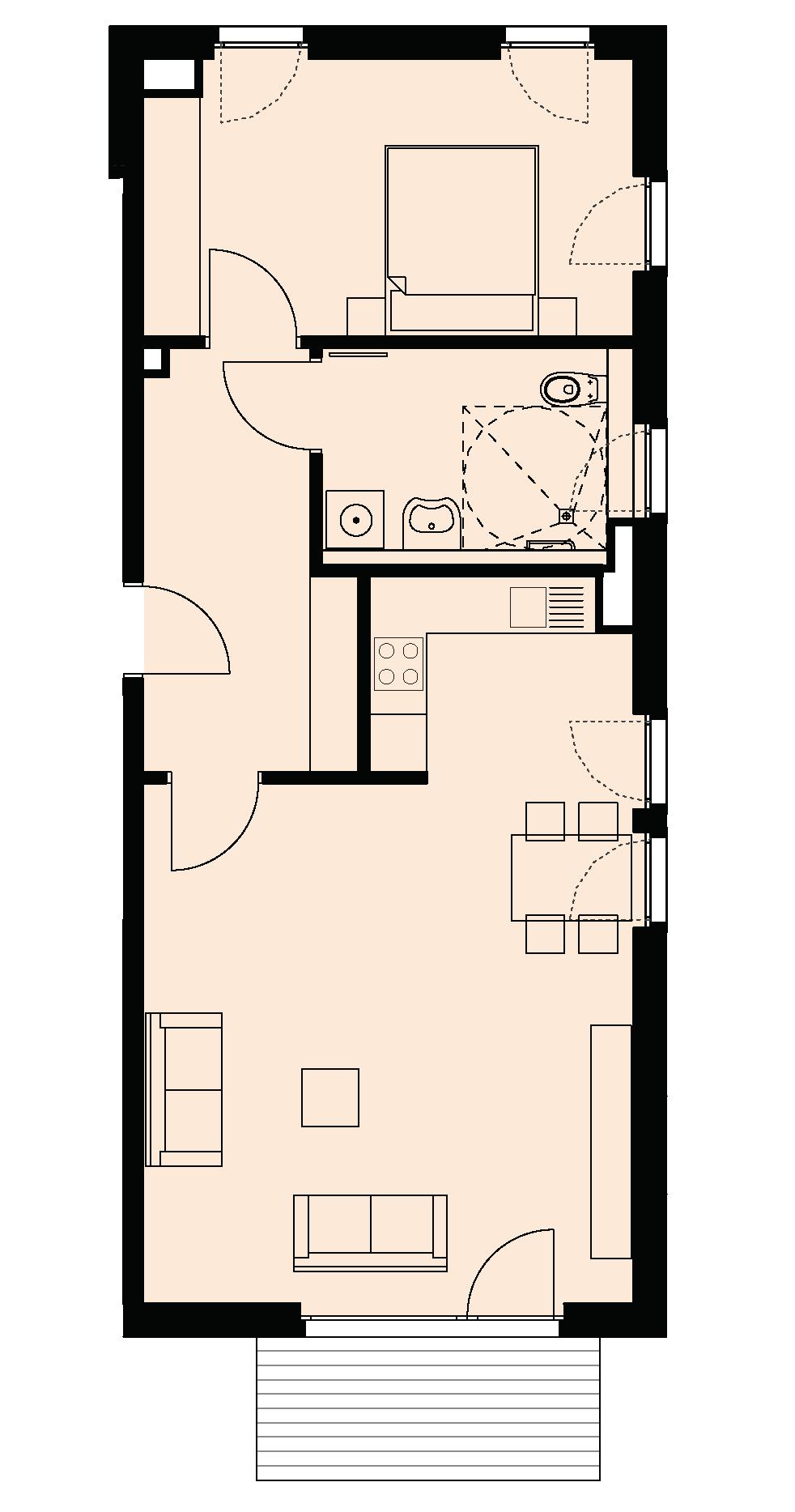 PV / WOHNUNGSTYP 1 Wohnungstyp 1 Wohnen / Küche ca. 33,30 m 2 Schlafen ca. 14,50 m 2 Flur ca. 8,80 m 2 Bad ca. 7,20 m 2 Balk./Terr. 50% ca. (5,40 m 2 ) 2,70 m 2 Gesamt ca.