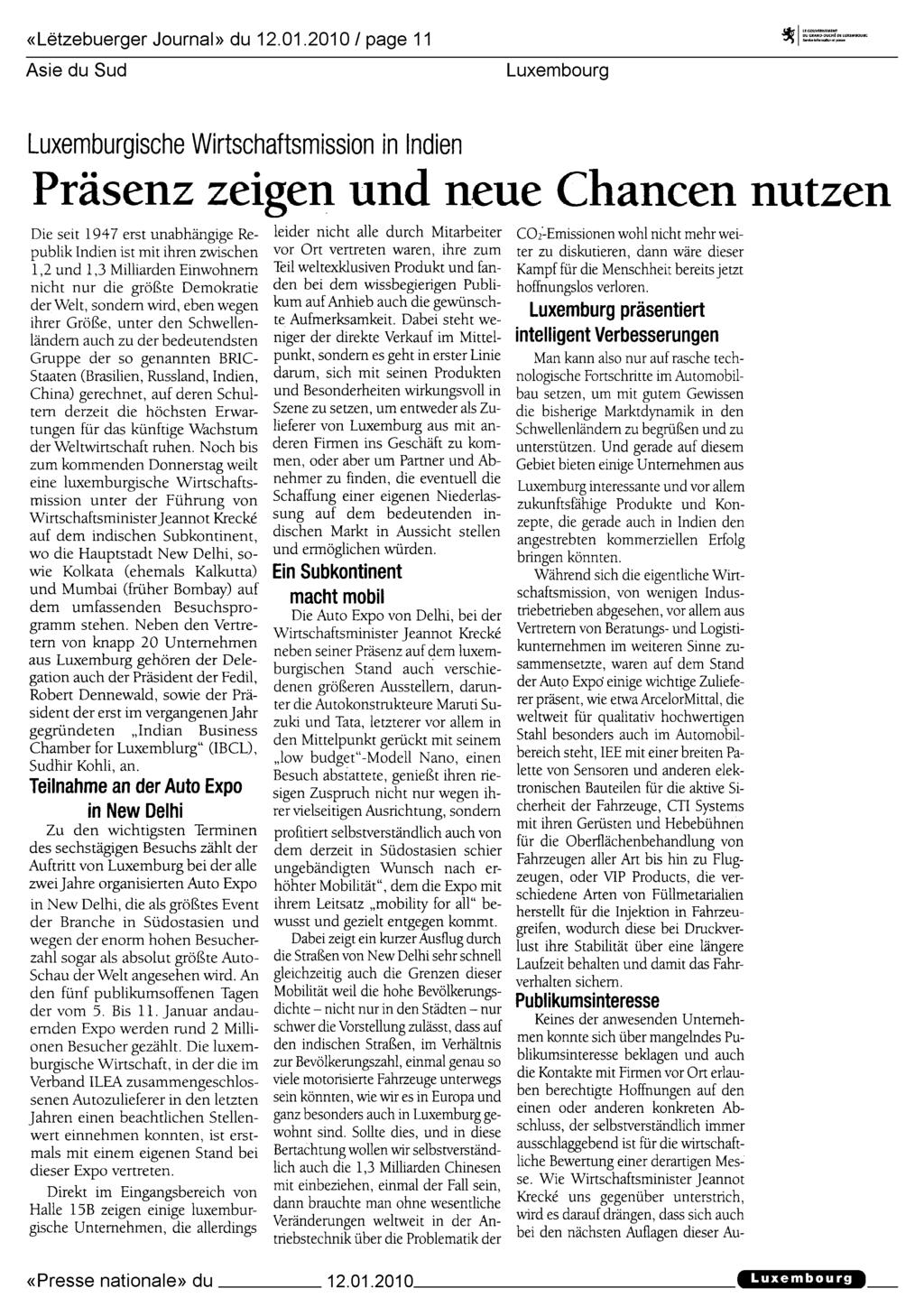 "Lëtzebuerger Journal" du 12.01.
