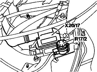 Dargestellt am Motor 119, Typ 140 g) Anpassung der Einspritzkennfelder durch Abgleichstecker Alle Fahrzeuge (außer USA/Kalifornien) haben einen Abgleichstecker (R17/2) zur Anpassung verschiedener