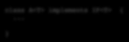 Beispiel: Implementierung einer generischen Schnittstelle ohne Ersetzung des formalen Typ-Parameters Gegeben sei folgende Schnittstellen- Definition: interface IF<T> { T data1; T