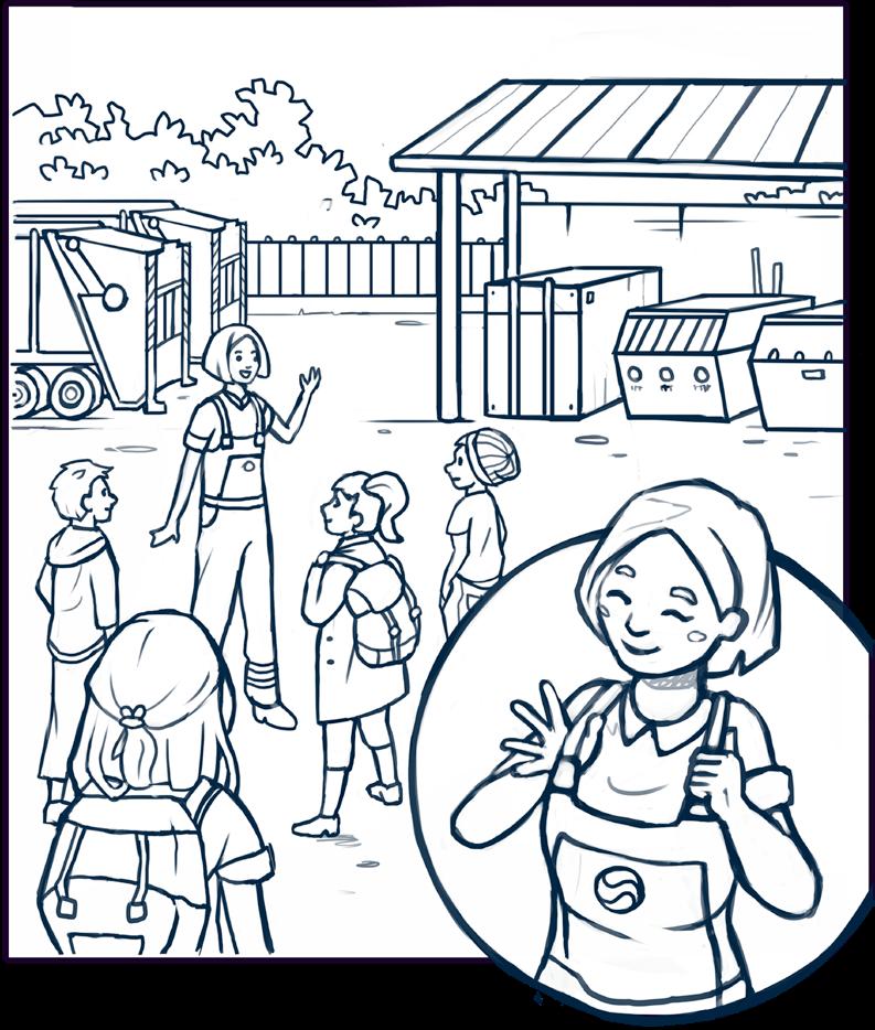 Lara und ihre Klasse machen einen Ausflug zum Wertstoffhof.