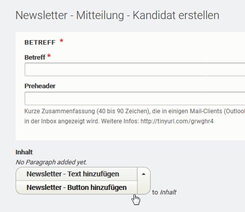 Durch Klick auf den Button Text hinzufügen können Sie den Text Ihres Newsletters eingeben.