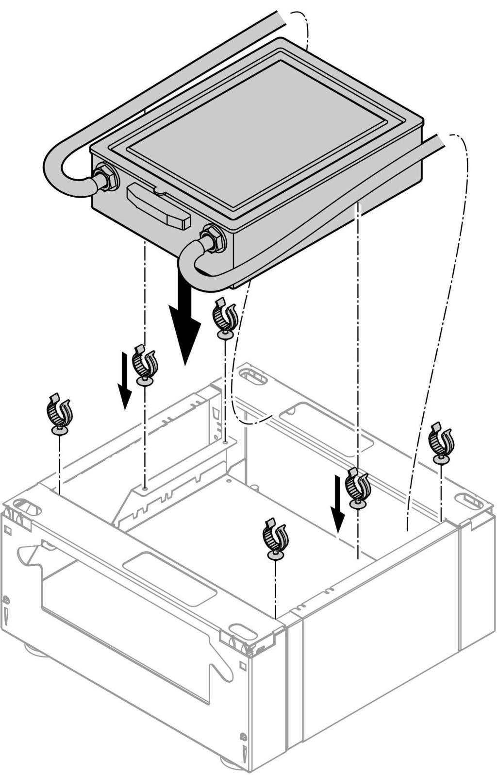 Heizkessel aufstellen und ausrichten (Fortsetzung) Falls eine Neutralisationsanlage angeschlossen wird, kann diese im Untergestell untergebracht werden.