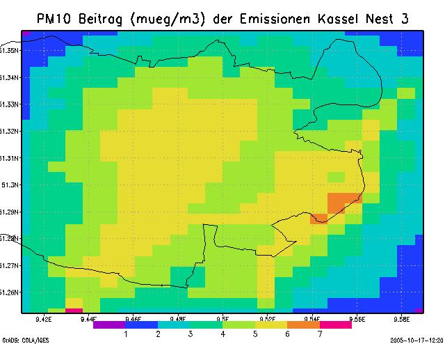 PM10-Jahresmittelwert in µg/m 3 in Kassel, Nest 3 für