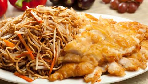Hühnerbrust 1 炸鸡排炒面 Fried noodles with deep-fried chicken breast filet 149 Mit Garnelen 150 Gebratene Glasnudeln