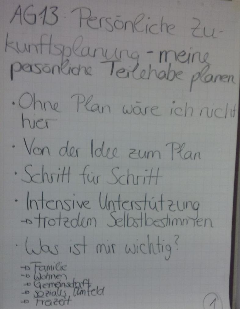 Arbeitsgruppe 13 Wissen, was ich will meine persönliche Teilhabe Wenn Menschen mitwirken und mitbestimmen wollen, müssen sie ihre eigenen Interessen und Bedürfnisse kennen und vertreten.