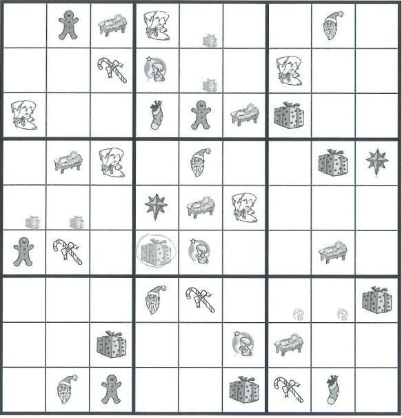 Das 9 x 9 Quadrat wird zusätzlich noch in 9 Einzelquadrate aufgeteilt, in denen die Symbole jeweils auch nur einmal vorkommen dürfen.