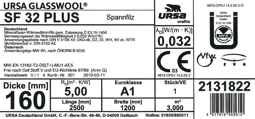 24 GLASSWOOL URSA GLASSWOOL Dämmstoffe nach europäischer Norm DIN EN 13162 URSA GLASSWOOL Dämmstoffe werden nach der europäischen Norm DIN EN 13162 hergestellt, geprüft und gekennzeichnet.
