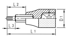 Schraubendreher-Einsatz ½" TX Antrieb: Innenvierkant ½" mit Kugelfangrille nach DIN 3120, ISO 1174 Abtrieb: TX Ausführung: