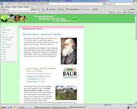 Do. 11. Juni So. 14. Juni 2009 Ihre Reise im Internet Unsere Studienreise nach Südengland hat eine eigene Homepage: www.freunde.botgart.uni-bonn.de/reisen/darwin2009/darwin.