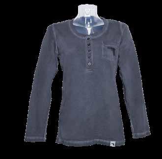 HENLEY SHIRT DAMEN Dieses langarm GLOCK Henley Shirt in Graumelange hat folgende Eigenschaften: 100% Baumwolle, Single Jersey 180g/m 2 GLOCK Perfection Logo Druck auf dem Rücken in Grau (innen und