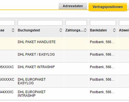 Wo findet man die Abrechnungsnummer? Ebenfalls auf der Website des DHL Geschäftskundenportals.