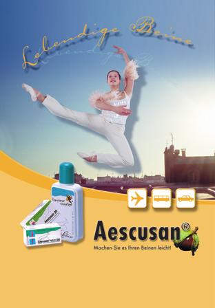 Wohin die Reise auch geht starke Venen dank Aescusan mit dem Wirkstoff der Rosskastanie! Damit sich Ihre Beine schon unterwegs wohl fühlen.