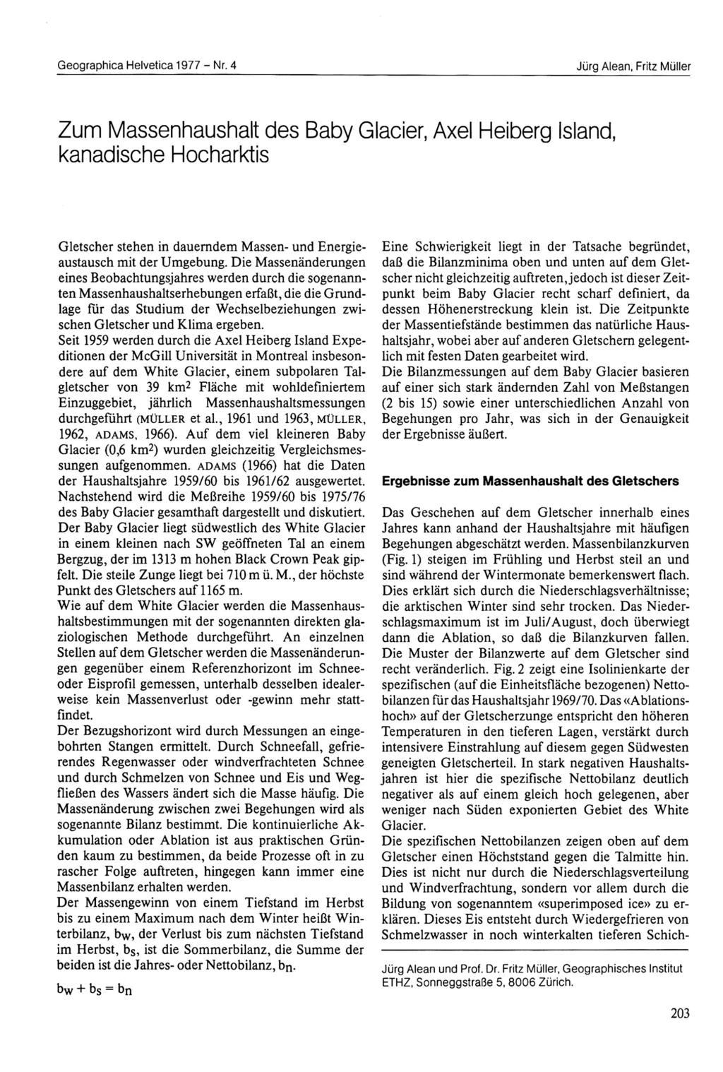 Geographica Helvetica 1977 - Nr. 4 Jürg Alean.