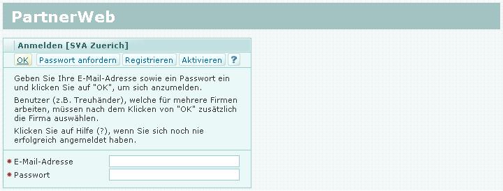Mit Ihrer E-Mail-Adresse und Ihrem Passwort können Sie sich jederzeit im PartnerWeb anmelden. Im PartnerWeb anmelden Die Anmeldung ist möglich auf www.svazurich.ch/partnerweb unter Login-PartnerWeb.