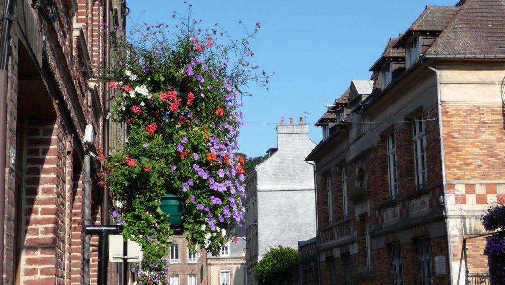 Überall in der Altstadt befanden sich schwere, hängende Blumenkübel,