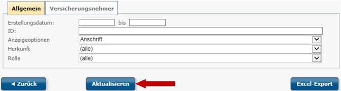 Filter- bzw. Suchfunktion In der Registerkarte Allgemein können Sie z. B. gezielt nach einem Datum oder nach einem Datumsbereich suchen.