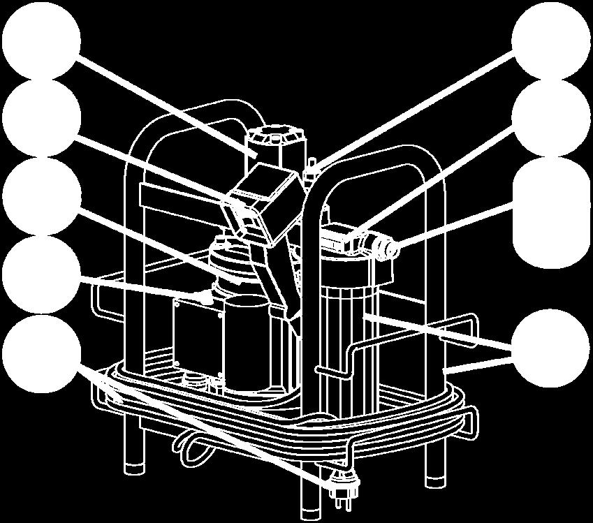 Am Klemmkasten des Elektromotors befinden sich die thermische Überlastsicherung (6.90) und das Netzanschlusskabel mit Netzstecker (6.40). Die Motor-Pumpengruppe ist am Anschlusskopf angeflanscht.